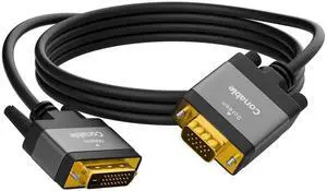 JAENFONG DVI to VGA Cable 4 FT Uni-Directional DVI-D 24+1 to VGA Cord Gold-Plated Connectors 1080P Full HD for HDTV PC Host Laptop Monitor Projector Black Cable