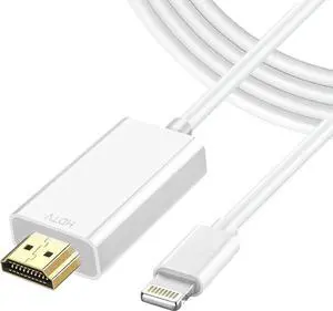 JAENFONG Lightning to HDMI Adapter for iPhone to TV [ MFi Certified] HDMI to Lightning Cable 1080P HD Digital AV Adapter Sync Video&Sound for iPhone 14 13 12 11 X SE 8 7 6 HDTV/Projector - 6.6FT