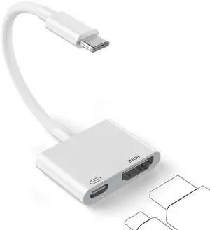 USB C to HDMI Digital AV Adapter 4k HD Video HDMI Sync Screen Connector Cable with 100W Charging Port for iPhone 17 Air/16e iPhone 17/16 15 Pro Max/Plus iPad MacBook Android on HDTV/Projector/Monitor