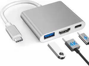 JAENFONG USB C to HDMI Multiport Adapter w/USB 3.0 & PD 100W Quick Charging Port -Thunderbolt 3 4K Digital AV Converter Type-C Hub for Mac MacBook Air XPS iPad Pro Galaxy S20 Dex Projector TV Monitor