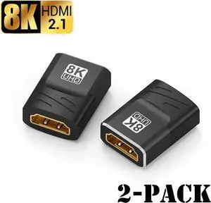 JAENFONG 2-Pack 8K HDMI-Compatible Cable Extender Adapter Female To Female For PS4 PS3 PC TV Box Monitor Tablet Laptop HD 8K Extender 8K@60Hz 4K@120Hz Black