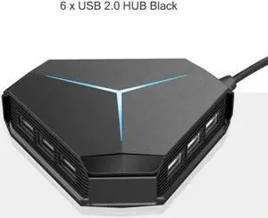 JAENFONG 6-Port USB2.0 HUB Splitter High Speed with Cool Light for Multi-device Desktop Laptop, 3ft