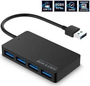 JAENFONG USB 3.0 Data HUB, 4-Port USB 3.0 Portable Data Hub for Macbook, Mac Pro / mini, iMac, XPS, Surface Pro, Notebook PC, USB Flash Drives, Mobile HDD and More