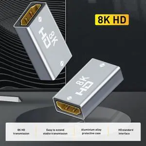 JAENFONG 2-Pack 8K HDMI Adapter Aluminum Alloy Female to Female HDMI Connector 3D 8K HDMI Extender Compatible with HDTV Roku TV Stick Chromecast Nintendo Switch Xbox One Playstation PS5 PS4 Laptop PC