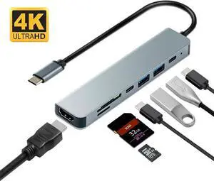 JAENFONG 7 in 1 USB C Docking Station Hub with HDMI 4K, 2*USB 3.0, USB C 3.0, 100W PD, SD/TF, SB C Dock Multiport Adapter for MacBook Mac Pro/Air and Other Type C Laptops