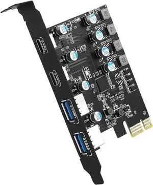 JAENFONG 4 Ports USB 3.0 PCI Express USB Expansion Card,(2X Type USB C - 2 USB A) Expansion Card,Connect 4 Devices Expanded, Support Desktop PC, Linux/WindowsXP/ 7/8/ 8.1/10