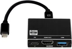 JAENFONG USB-C Hub 3 in 1 Type C to 4K@60Hz HDMI/USB/PD for Nintendo Switch Artist 12, Artist 12 Pro, Artist 13.3, Artist 13.3 Pro, Artist 15.6 and Artist 15.6 Pro