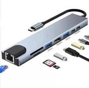 JAENFONG USB Hub 8 Ports, Multiple USB 3.0 Hub, USB A&USB-C Splitter for Laptop with TF/SD Card Reader, 4K HDMI, 100W PD, USB-C, 10/100M Ethernet for Laptop, Windows, Linux, PC and More