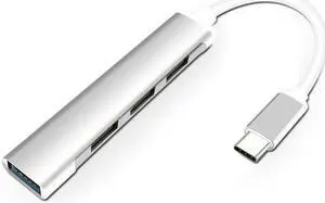 JAENFONG 4-Port USB 3.0 Aluminum Portable Data Hub for Macbook, Mac Pro / mini, iMac, XPS, Surface Pro, Notebook PC, MacBook Pro 2018/2017, ChromeBook, XPS, Galaxy S9/S8, and More-Silver