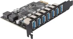 JAENFONG PCIe to USB 3.0 7X USB-APorts Expansion Card,PCI Express Internal USB 3 Hub Converter for Desktop PCS Riser Card