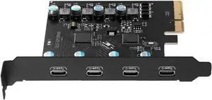 JAENFONG 10Gbps Superspeed 4-Ports PCI-E to USB 3.2 Expansion Card -4*10Gbps Type-C - PCI Express(PCIe) Expansion Card USB Card for Desktop PC Support Win XP Win7/8/10