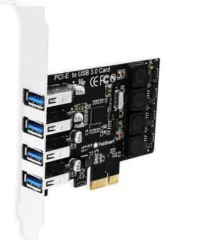JAENFONG Pcie USB Card Pcie USB 3.0, 4 Port Pcie Expansion Card 4 Ports USB 3.0 5Gbps High Speed Transmission Stable Power USB 3.0 Front Expansion Card