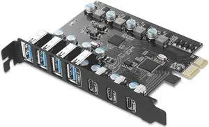 JAENFONG7 Ports (3X USB C - 4X USB A) USB PCI Express Card PCIe, 5Gbps High Speed USB3.0 PCI-EX1 X4 X8 X16 Adapter Converter for Desktop PC, for for XP, for WIN7, for WIN8, for WIN8.1, WIN10
