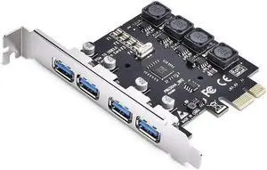 JAENFONG Superspeed 4 Ports PCI-E to USB 3.0 Expansion Card - PCI Express(PCIe) Expansion Card USB Card for Desktop PC Support Win XP Win7 Win 8 Win 10 Win 11 Linux