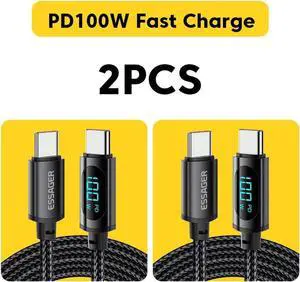 JAENFONG 100W USB C to USB C Cable with LED Display,Jansicotek USB C Cable,USB C Charger Cable Fast Charging,PD USB C Cord for Samsung Galaxy iPad MacBook Pixel (6.6FT, 2-PACK)