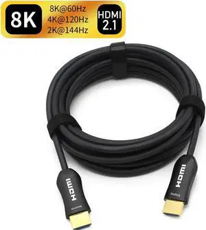 JAENFONG 8K HDMI2.1 Fiber Optic Cable 8K@60Hz,4K@120Hz,Utra high Speed 48Gbps HDMI Male to Male HDMI Cable Compatible with Xbox PS5 PS4 Roku TV Stick Blu Ray Player(16Feet)