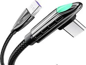 JAENFONG (3.3FT, 1-PACK) USB C Cable, Nylon Braided USB C to USB C Cable, 66W PD Fast Charging Type-C Cable Right Angle for lPad Mini/Air/Pro, MacBook Pro, Samsung Galaxy S22/S10, Pixel, LG