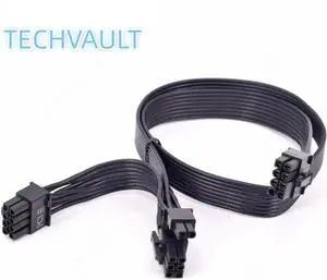 JAENFONG PCIe 8Pin to 2x8Pin (6+2Pin) GPU Power Cable, 60+20CM 18AWG High Durability Cable, Compatible with CoolerMaster GX/MWE V2 Series (GX550, GX650, GX750, GX850, GX1050, GX1250) for Graphics Card