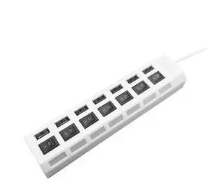 USB Hub 2.0 USB Distributor Multi-Hub Adapter USB Multi-Port Power Adapter with Switch Accessory for PC Laptop, White USB Hub 2.0 USB Distributor Multi-Hub Adapter USB Multi-Port Power Adapter with Switch Accessory for PC Laptop, White