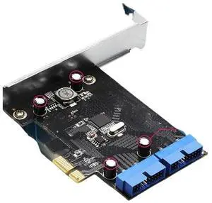 PCI USB 3.0 19-pin expansion card PCIE 1X to 2-port USB 3 19-pin adapter with built-in USB3 20-pin hub connector