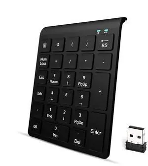 USB 2.4G Wireless Mini Numeric Keyboard 27 Keys Multi-Function Numeric Keyboard for Desktop Laptop Tablet