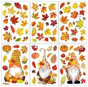 C6UC 6 Thanksgiving dwarf window sticker autumn pumpkin maple leaf static sticker glass refrigerator sticker