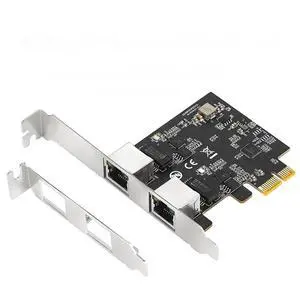 2.5G Gigabit LAN Adapter with 2 Ports 2500 PCIe 2.5Gb Ethernet Card RJ45 Computer Controller Card