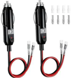 FOR 2 Pack 12V Fused Replacement Male Plug Adapter with Leads & LED Light, 16AWG Extension Cable with 15A Fuse C FOR 2 Pack 12V Fused Replacement Male Plug Adapter with Leads & LED Light, 16AWG Extension Cable with 15A Fuse C