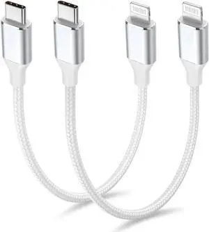 JAENFONG 1ft 2Pack USB C to Lightning Cable Short PD USB C to iPhone Cable MFi Certified Nylon Braided Short iPhone Charger Cord Fast Charging for iPhone 14 13 12 11 Pro Max XR XS X 8 Plus SE iPad JAENFONG 1ft 2Pack USB C to Lightning Cable Short PD USB C to iPhone Cable MFi Certified Nylon Braided Short iPhone Charger Cord Fast Charging for iPhone 14 13 12 11 Pro Max XR XS X 8 Plus SE iPad