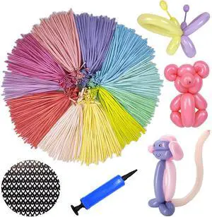 LXZFCRG 260 Balloons Pack of 100, Premium Long Latex Twisting Balloons for Birthday Wedding Festival Party Pastel Color Pack of 100