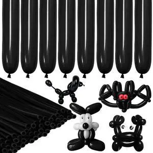 LXZFCRG 260 Balloons Black Long Balloon for Balloon Animals, 100pcs Twisting Balloons for Balloon Garland Animals Modeling Birthday Wedding Party Decorations (Black)