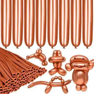 LXZFCRG 100pcs Metallic Rose Gold 260 Long Balloons Shiny Metallic Latex Twisting Balloon for Balloon Animals Birthdays Wedding Party Decorations