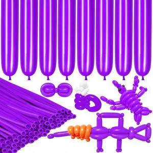LXZFCRG 260 Balloons Purple Long Balloon for Balloon Animals, Thickening Long Skinny Latex Twisting Ballon for Halloween Party Suppies Birthday Wedding (Purple)