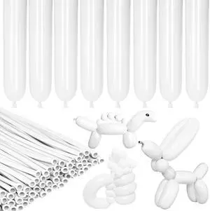 LXZFCRG 260 Balloons White Long Ballons for Balloon Animals, 100pcs Twisting Ballons for Balloon Garland Animals Modeling Birthday Wedding Party Decorations (White)