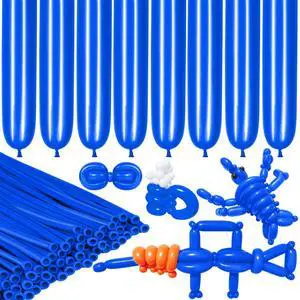 LXZFCRG 260 Blue Balloons, 100pack Thickening Skinny Latex Long Balloons for Balloon Animals Balloon Garland Twisting Balloon Modeling Birthday Party (Blue)