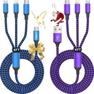 USB A + USB C Multi Charging Cable, 3 in 1 Chargers for Multiple Devices, Universal Charger with Multiple Connectors Type C, IP, Micro USB Cable for iPhone17/16/15/14, iPad, Galaxy, Kindle(2Pack 4FT) USB A + USB C Multi Charging Cable, 3 in 1 Chargers for Multiple Devices, Universal Charger with Multiple Connectors Type C, IP, Micro USB Cable for iPhone17/16/15/14, iPad, Galaxy, Kindle(2Pack 4FT)