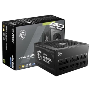 MSI MAG A750GL PCIE5, Fully Modular Compact Gaming 750W Power Supply, 80+ Gold, ATX 3.1 & PCIe 5.1 Ready, Native Dual-Color 12V-2x6 Cable, 10 Year Warranty MSI MAG A750GL PCIE5, Fully Modular Compact Gaming 750W Power Supply, 80+ Gold, ATX 3.1 & PCIe 5.1 Ready, Native Dual-Color 12V-2x6 Cable, 10 Year Warranty