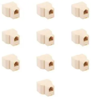 Lumenzi RJ11 Female Telephone Splitter Adapter - 6P4C - Straight Pinout for Phone Line Split 10 Pcs Pack