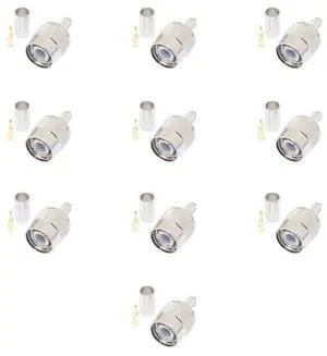 Lumenzi TNC Male Crimp Connector for RG58, RG141 & LMR-195 Coax Cables  High-Performance Design  10 Pcs Pack