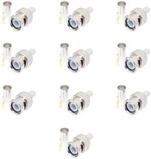 Lumenzi BNC Male Crimp Connector for RG174 PVC Coaxial Cable  Reliable Signal Transfer  10 Pcs Pack