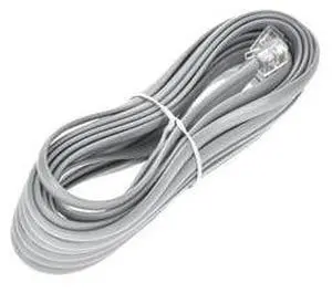 Lumenzi 50 FT Flat Silver Satin RJ12 Line Cord - 6 Conductor Straight Cable (6P6C) for Extended Reach and Reliable Performance - Straight Pinout