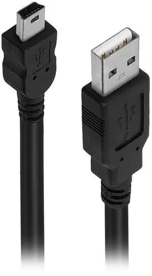 Lumenzi USB A to Mini 5 Pin USB Male Cable | Durable High-Speed Data Transfer Cord for Digital Cameras, GPS, and Portable Devices - 6 FT