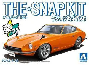Aoshima: 1/32 The Snap Kit Nissan S30 Fairlady Z Custom Wheel (Orange) Scale Model Kit #13-SP3
