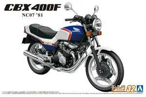 Aoshima: 1/12 Honda NC07 CBX400F Pearl Candy Blue/Pearl Shell White '81 Scale Model Kit #32