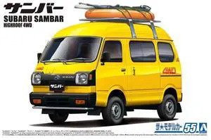 Aoshima: 1/24 SUBARU TT1 SAMBAR HIGH-ROOF 4WD '80 Scale Model Kit #55