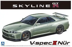 Aoshima: 1/24 Nissan BNR34 Skyline GT-R V-SpecII Nur. '02 Scale Model Kit #134