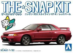 Aoshima: 1/32 The Snap KIt Nissan R32 Skyline GT-R (Red Pearl) Scale Model Kit #14-E