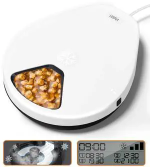 UBPet Cat Wet Food Automatic Feeder with Cooling, Semiconductor Refrigeration, with Timer, 5 Food Compartments for 330g Pet Food Each, Premium Meal Plates, Washable, for Cats