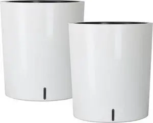 SAROSORA Large Round Self Watering Planter Pot 12.5'' 2-Pack for Home Garden Patio Tall Tree(White,2-Pack)