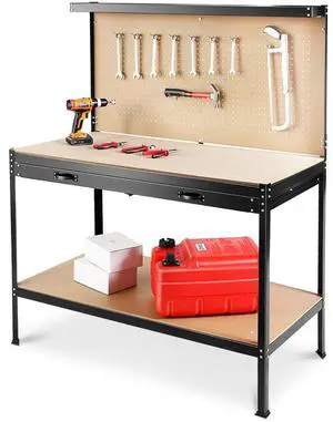 US Stock Tools Cabinet Worktable Tool Storage Workshop Table Workbench Pegboard